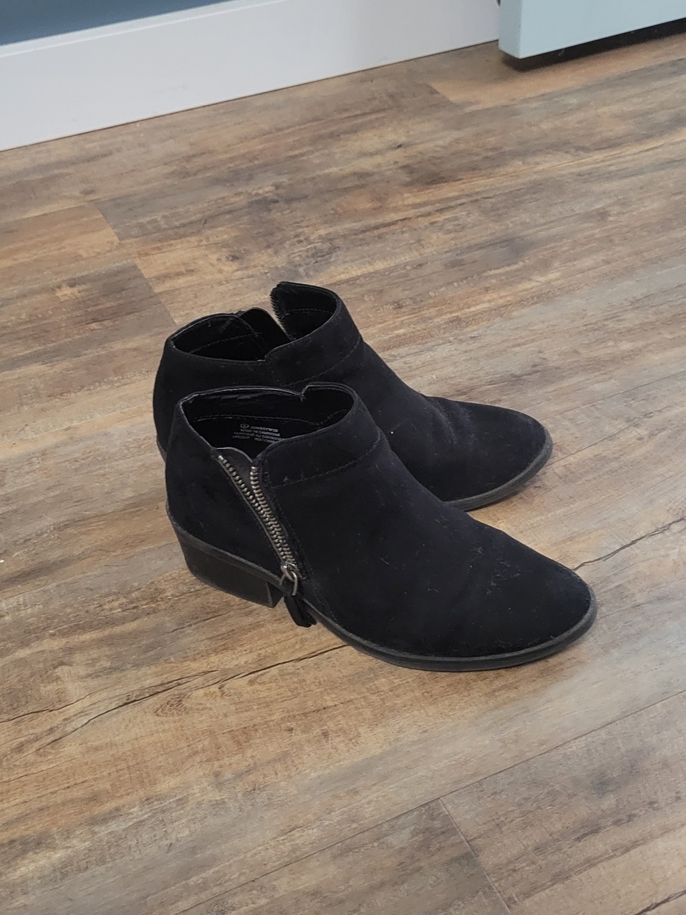 George Black Suede Ankle Booties with Side Zip